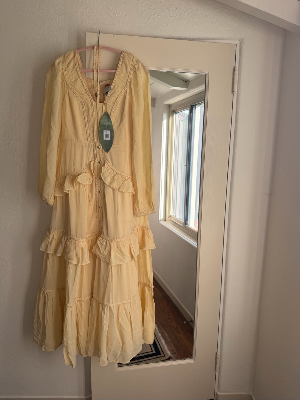 FARM Rio Butter Yellow Ruffled Buttoned Maxi Dress - Picture 5 of 5